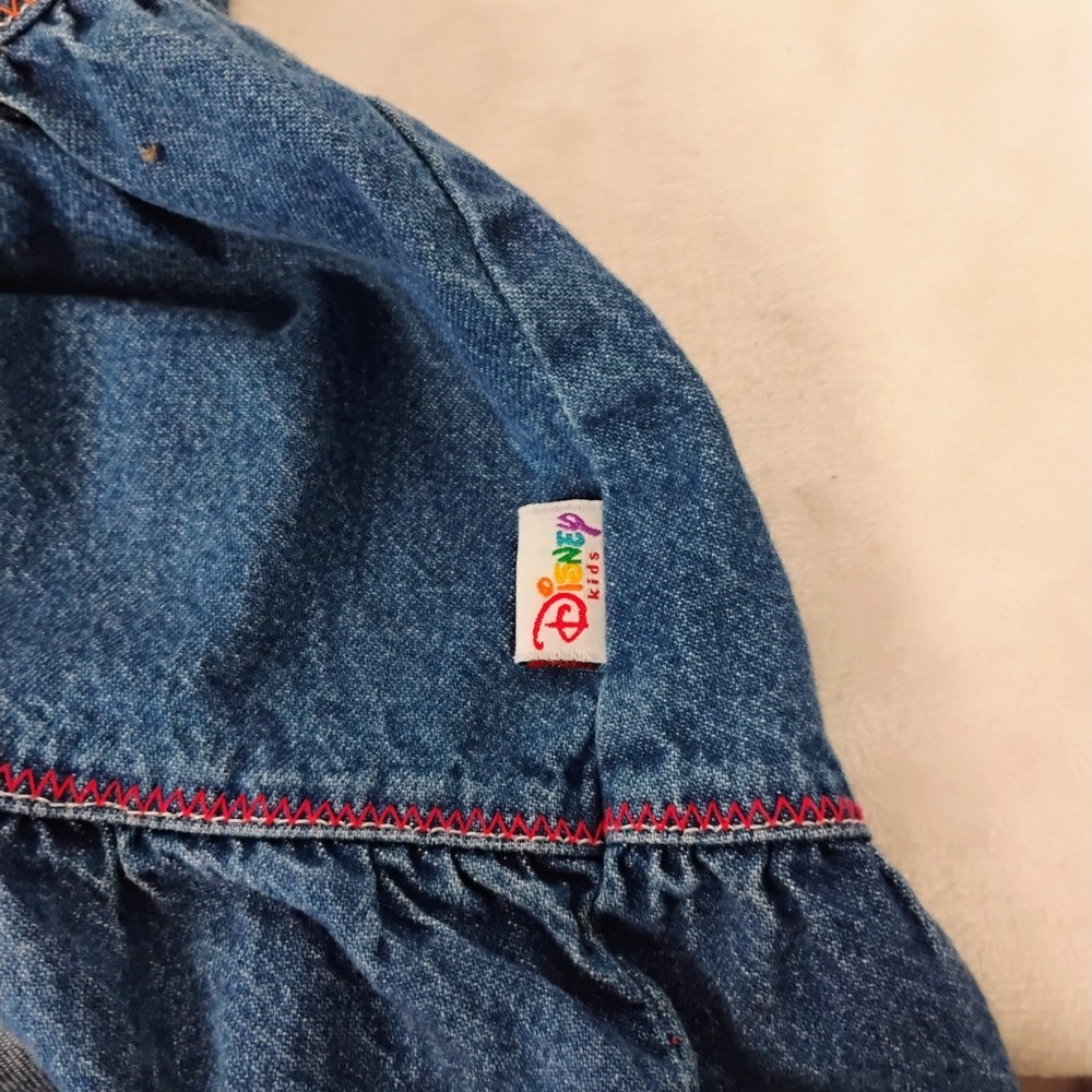 VTG Disney Kids 5T Denim Dress Flower Embroidery Cotton - Picture 4 of 7